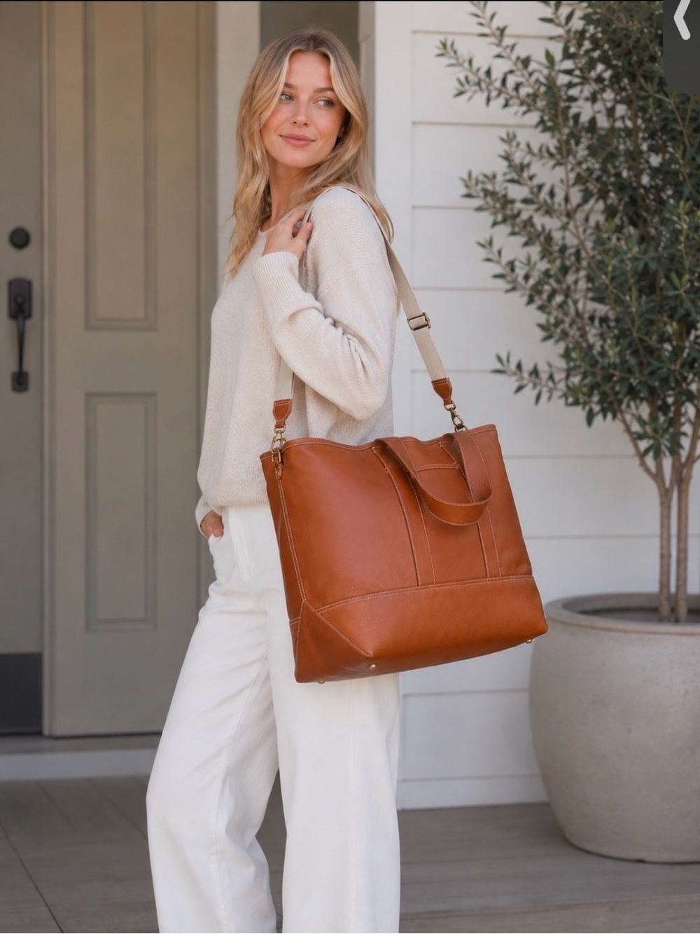 J Crew Saddle Brown Leather Montauk Weekender Bag